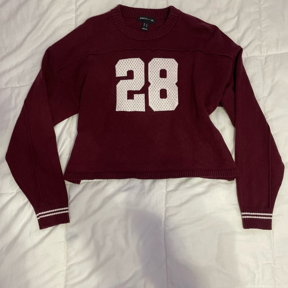 XL maroon, Arden B. sweater, slightly cropped,